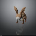 Cute Brown and White Rabbit 3D Model with Large Ears and Short Tail