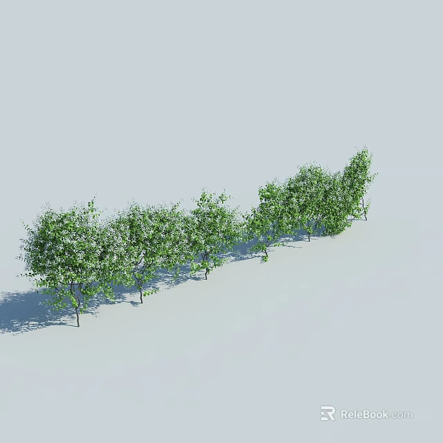 Lush Green Vines Growing In A Row With Dense Leafy Foliage And Natural Light 3d model 