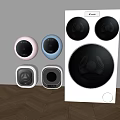 White Modern Washing Machine With Round Pink Blue And Black Square Small Appliances