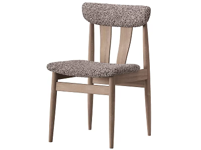 Modern Accent Chair With Light Wood Frame Curved Backrest And Upholstered Seat 3d model