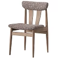 Modern Accent Chair With Light Wood Frame Curved Backrest And Upholstered Seat