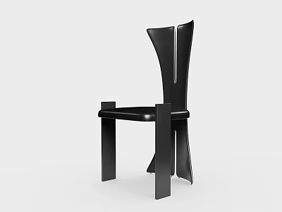 Black Modern Sleek Chair With Unique Backrest Design For Living Room 3d model
