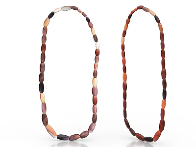 Elegant Jewelry Necklaces With Oval Beads In Various Color Tones 3d model