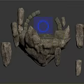 Ancient Stone Ritual Structure With Circular Blue Green Ornament And Surrounding Rocks 3d model