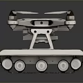 Modern Robotic Unmanned Hybrid Vehicle Featuring Tank Tracks And Drone Propellers