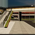 Modern Illuminated Circular Bridge Connecting Urban Roads With Green Central Area