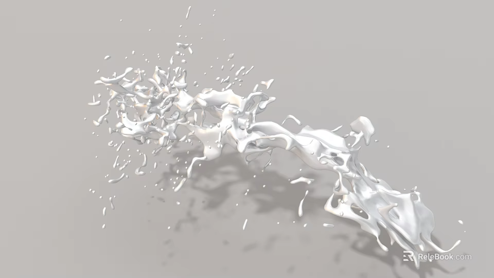 Dynamic White Liquid Splash Sculpture With Flowing Form On Gray Background 3d model 
