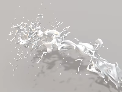 Dynamic White Liquid Splash Sculpture With Flowing Form On Gray Background 3d model