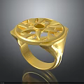 Fashionable Gold Ring With Intricate Cutout Design Central Yellow Gemstone And Unique Geometric Pattern