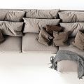 Modern corner sofa fabric multi-person sofa 3d model