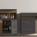 Modern Wine Cabinets With Open Shelf And Closed Storage For Wine Bottle