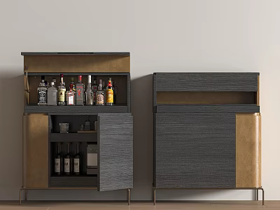 Modern Wine Cabinets With Open Shelf And Closed Storage For Wine Bottle 3d model