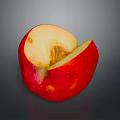 Fresh Red Apple With Bitten Section Juicy Flesh On Gray Background