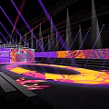 Fashion Runway Stage With Colorful Lighting And Decorative Circular Design