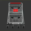 Metal Shopping Cart With Two Tier Basket Red Handle And Wheels