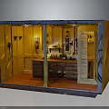 Interior Room Model With Yellow Walls Brown Furniture Wooden Desk And Chair