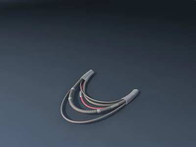 High Quality Audio Headphones With Colorful Twisted Cables On Dark Background 3d model