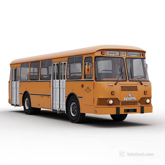 Vintage Yellow Bus With Multiple Windows Side Doors And Classic Front Design 3d model