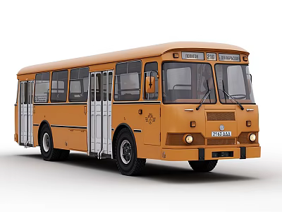 Vintage Yellow Bus With Multiple Windows Side Doors And Classic Front Design 3d model