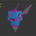 Blue Tech Robot Character With Glowing Wings And Circular Light Effects