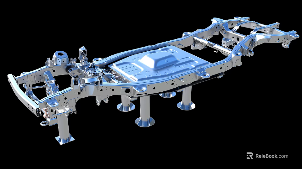 Car Chassis Metal Structure With Mechanical Components And Frame Design 3d model 