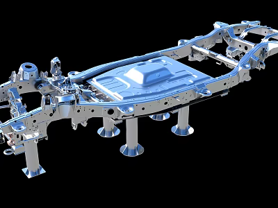Car Chassis Metal Structure With Mechanical Components And Frame Design 3d model