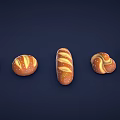 Assorted Fresh Breads With Sesame Seeds Braided Design Long Loaf And Round Shapes