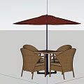 Wicker Leisure Chairs On Beach With Umbrella Table And Blue Sea Sky View