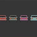 Vibrant Retro Toy Cars Display in Red Green Pink Blue Colors