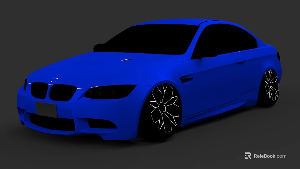 Blue Sports Coupe Car With Sleek Design And Black Alloy Wheels 3d model 