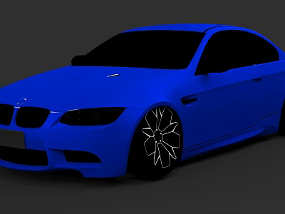 Blue Sports Coupe Car With Sleek Design And Black Alloy Wheels 3d model