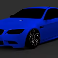 Blue Sports Coupe Car With Sleek Design And Black Alloy Wheels