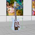 Electric Guitar and Colorful Art Paintings Displayed in Modern Gallery Space