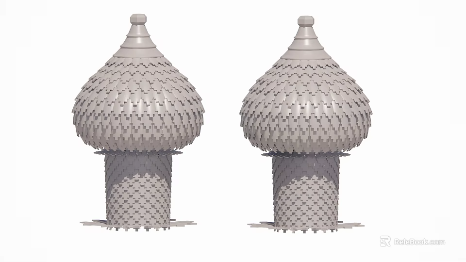 Two Gray Dome Structures With Lattice Texture Architectural Models Design 3d model