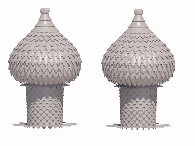 Two Gray Dome Structures With Lattice Texture Architectural Models Design 3d model