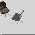 Two Modern Gray Upholstered Office Chairs With Chrome Base And Wheels 3d model