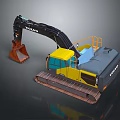 Volvo Tracked Utility Vehicle Excavator With Yellow Black Exterior And Blue Cabin Design
