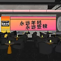 Modern Bar Interior Design With Neon Chinese Signs Tables And Chairs