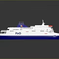 P O Ferry Displaying Blue White Color And Reflection 3d model