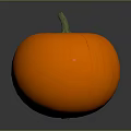 Fresh Orange Round Smooth Pumpkin with Green Stem on Gray Background and Reflection