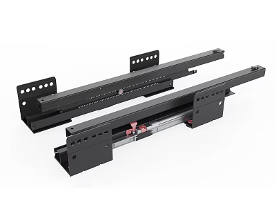 Black Heavy Duty Hardware Drawer Slides With Smooth Sliding And Mounting Brackets 3d model