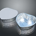 Heart Shaped Aluminum Foil Tableware Set With Lidded And Open Containers 3d model