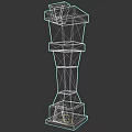 Black Decorative Column With Geometric Design And Brown Strap Detail 3d model