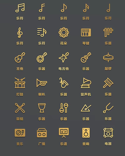 Music Themed Decorative Pendants featuring Musical Notes Guitar and Gramophone Designs 3d model