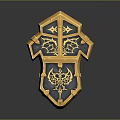 Golden Decorative Shield With Ornate Patterns And Intricate Carvings Design