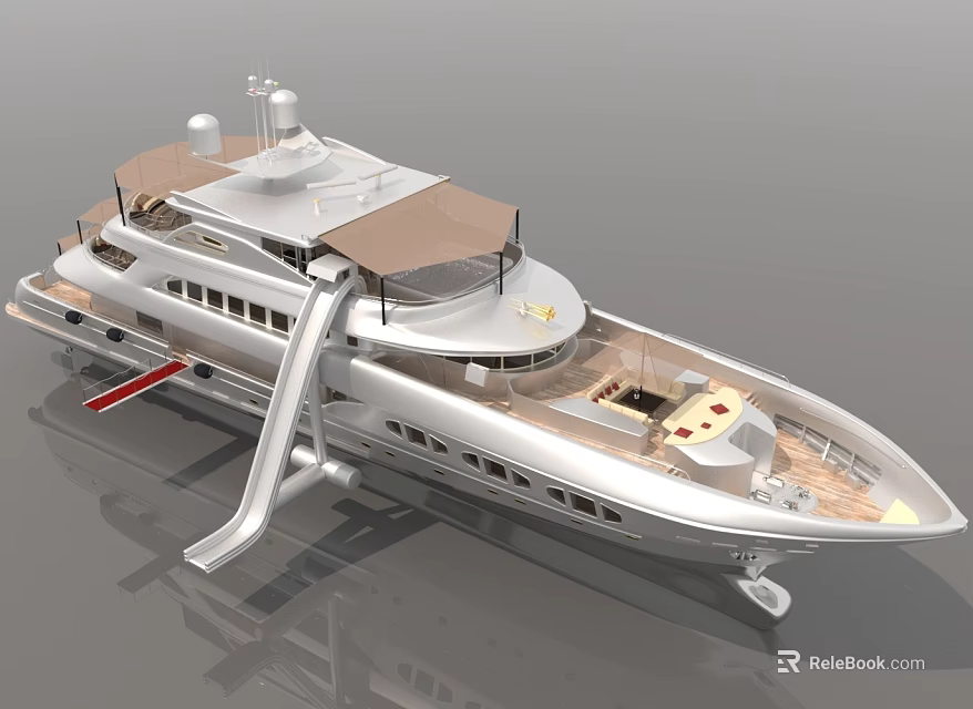Luxury Yacht Water Transport With Spacious Deck Slide And Modern Leisure Design 3d model 