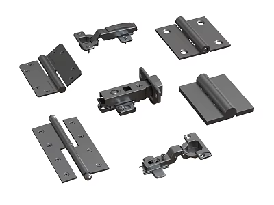 Different Types of Metal Hinges for Furniture and Cabinet Hardware Accessories 3d model