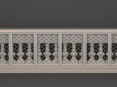 White Roman Columns With Decorative Diamond Pattern Grilles And Gray Background 3d model