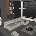 Modern Living Room Sofa Combination Side Table Carpet Bookcase 3d model