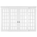 Modern Glass Doors With Blue Gray Frames And Multiple Panes Design